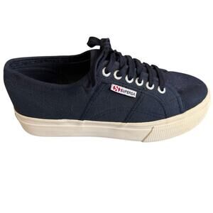 Superga Platform Sneakers Navy Blue Canvas 39.5